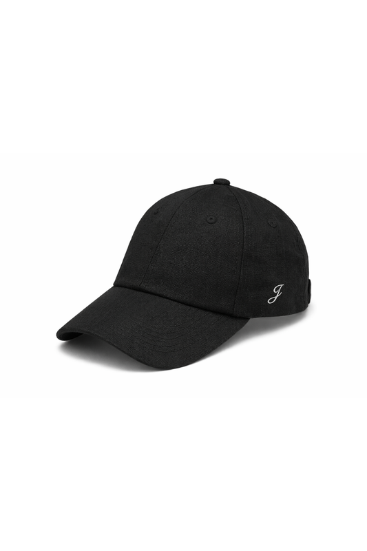 Linen Embroidered Cap (Charcoal)