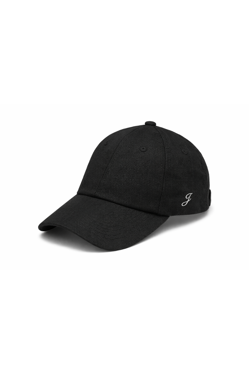 Linen Embroidered Cap (Charcoal)