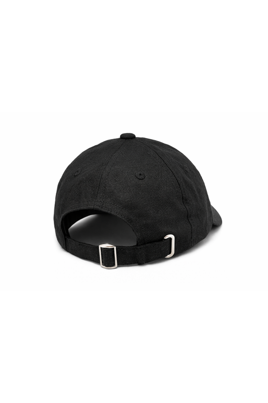 Linen Embroidered Cap (Charcoal)