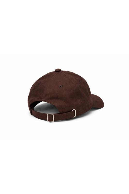 Linen Embroidered Cap (Chocolate)