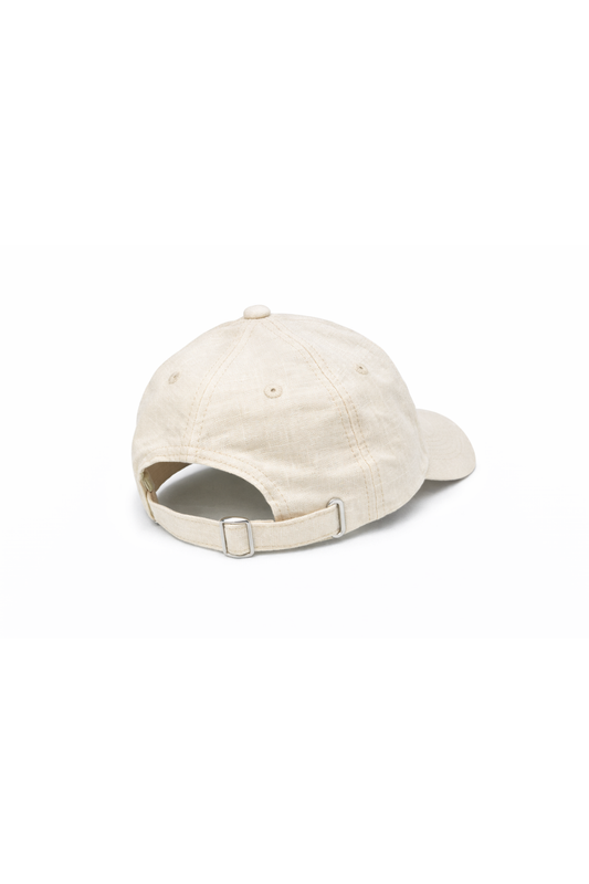 Linen Embroidered Cap (Cream)