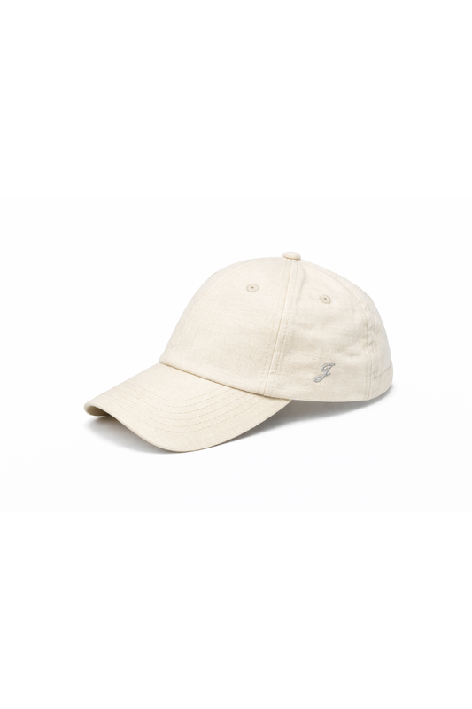 Linen Embroidered Cap (Cream)