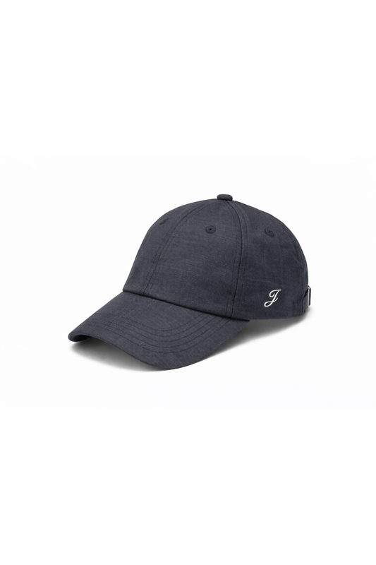 Linen Embroidered Cap (Denim)