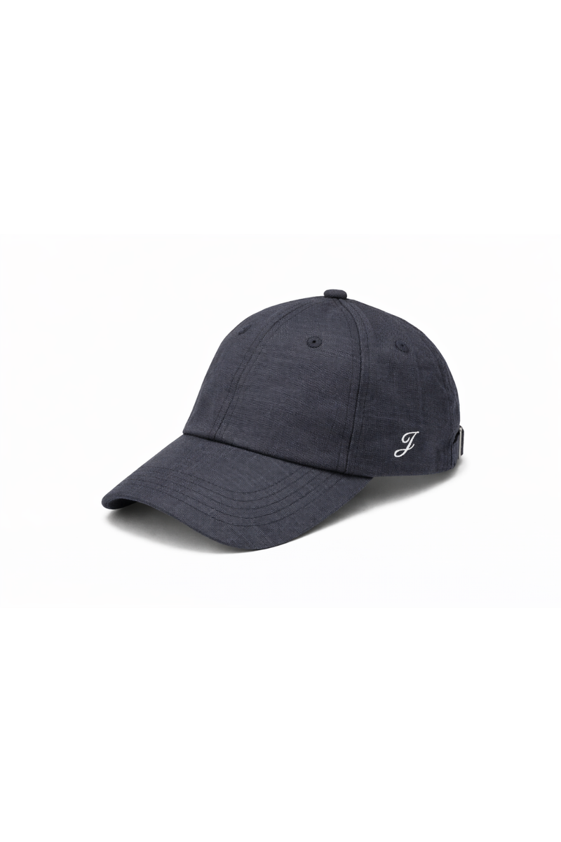 Linen Embroidered Cap (Denim)