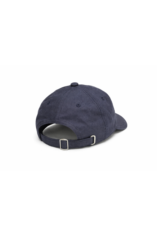 Linen Embroidered Cap (Denim)
