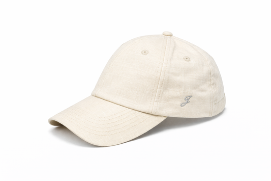 Linen Embroidered Cap (Cream)