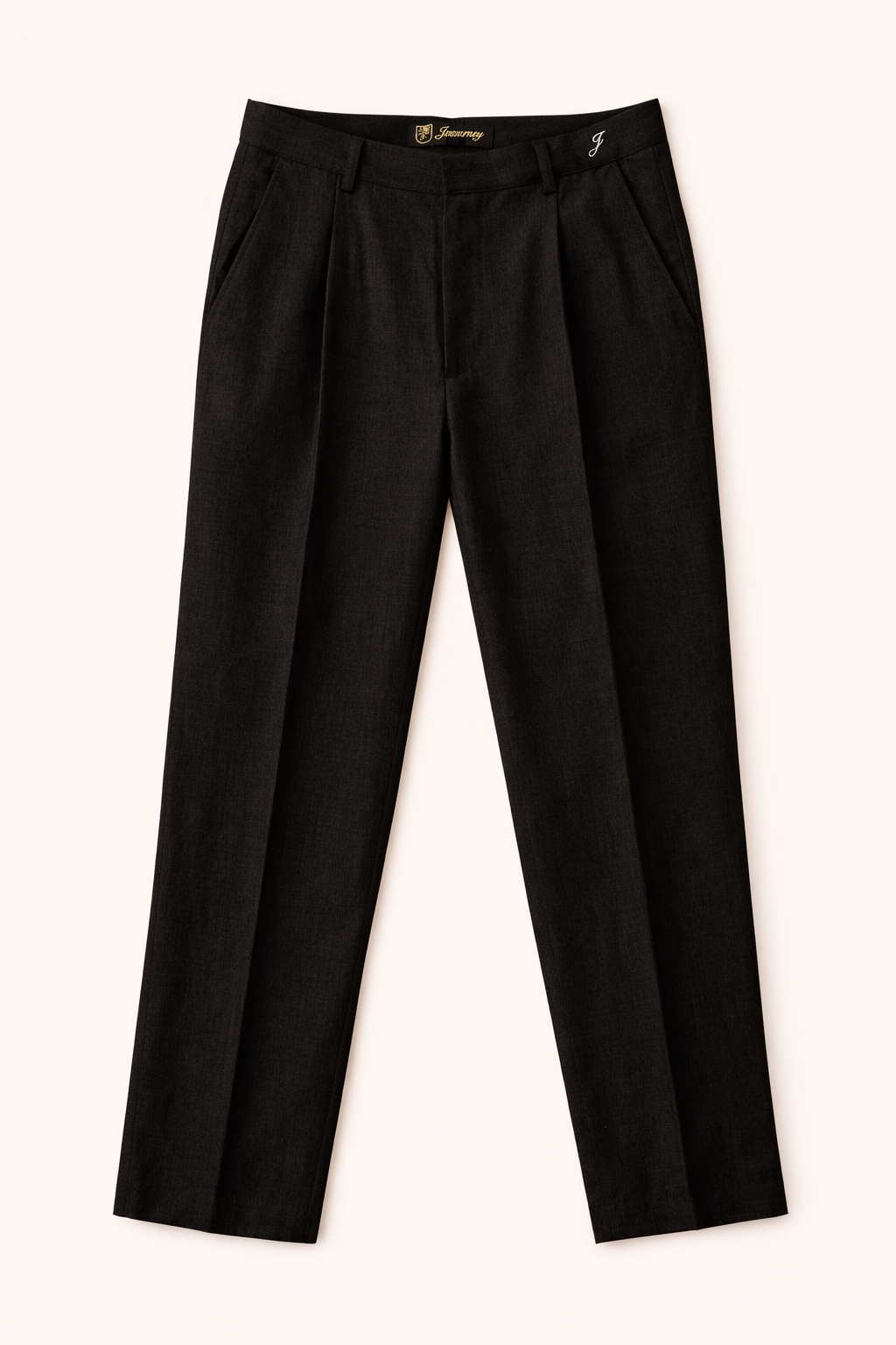 Pleated Linen Trousers Black
