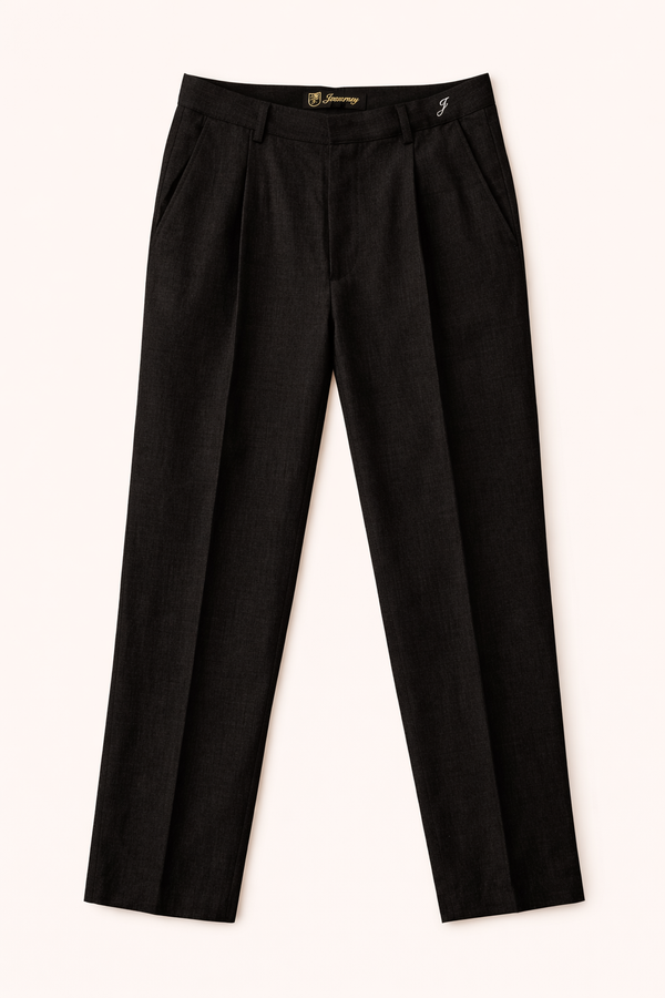 Pleated Linen Trousers Black